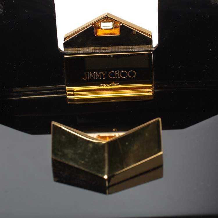Pre Owned Jimmy Choo Black/Silver Acrylic Lockett Minaudiere Clutch