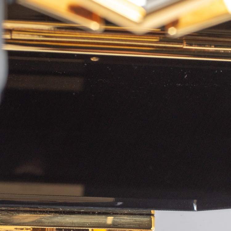 Pre Owned Jimmy Choo Black/Silver Acrylic Lockett Minaudiere Clutch