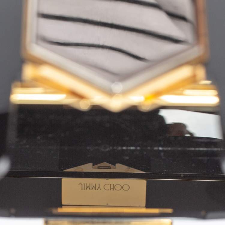 Pre Owned Jimmy Choo Black/Silver Acrylic Lockett Minaudiere Clutch
