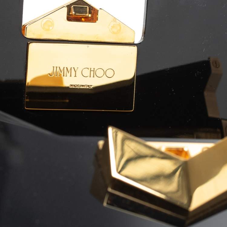 Pre Owned Jimmy Choo Black/Silver Acrylic Lockett Minaudiere Clutch
