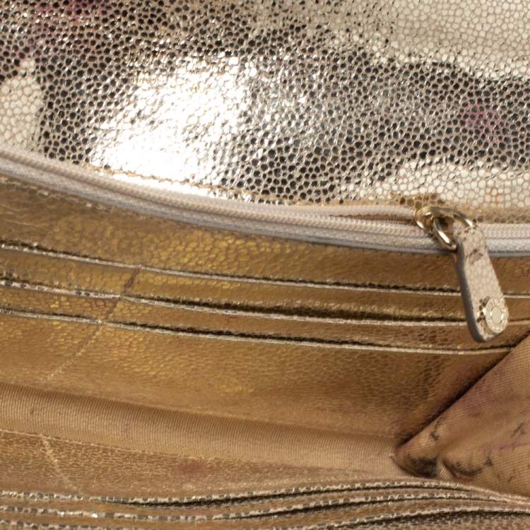 مملوكة مسبقًا Jimmy Choo Metallic Gold Leather and Glitter Reese Clutch