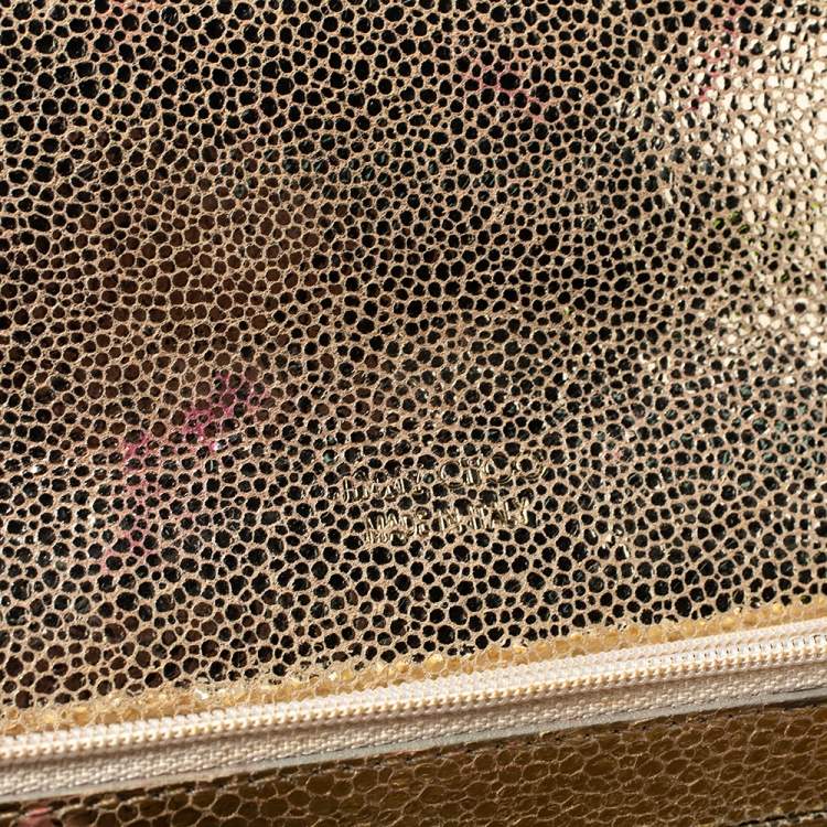 مملوكة مسبقًا Jimmy Choo Metallic Gold Leather and Glitter Reese Clutch