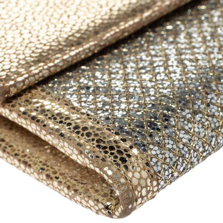 مملوكة مسبقًا Jimmy Choo Metallic Gold Leather and Glitter Reese Clutch