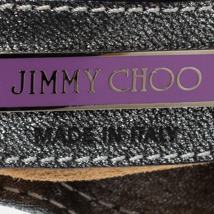 Pre Owned Jimmy Choo Metallic Silver Leather Rio Chain Bag