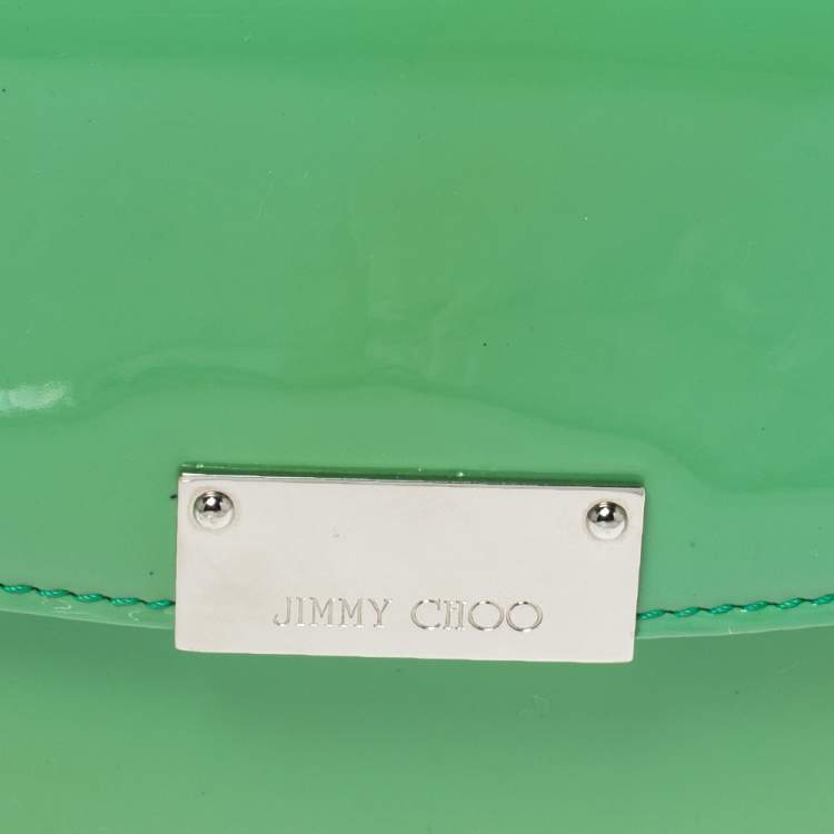 Pre Owned Jimmy Choo Light Green Patent Leather Riane Clutch Bag