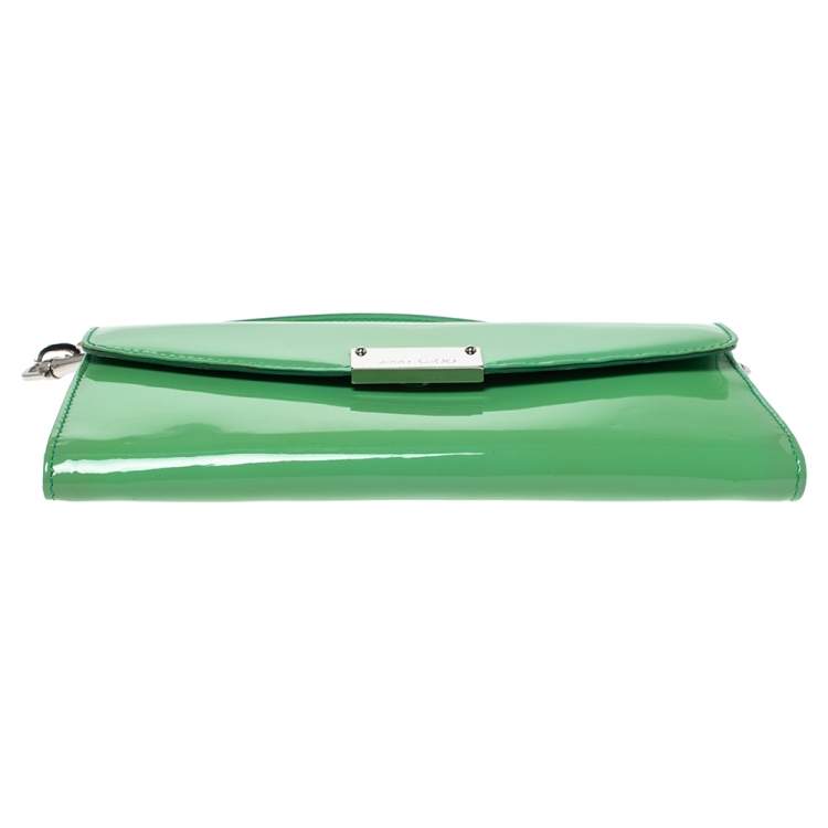 Pre Owned Jimmy Choo Light Green Patent Leather Riane Clutch Bag