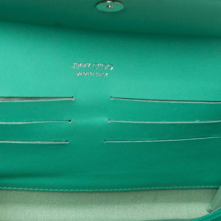 Pre Owned Jimmy Choo Light Green Patent Leather Riane Clutch Bag