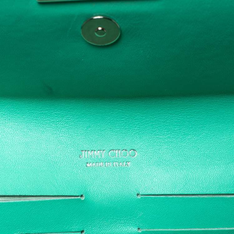Pre Owned Jimmy Choo Light Green Patent Leather Riane Clutch Bag
