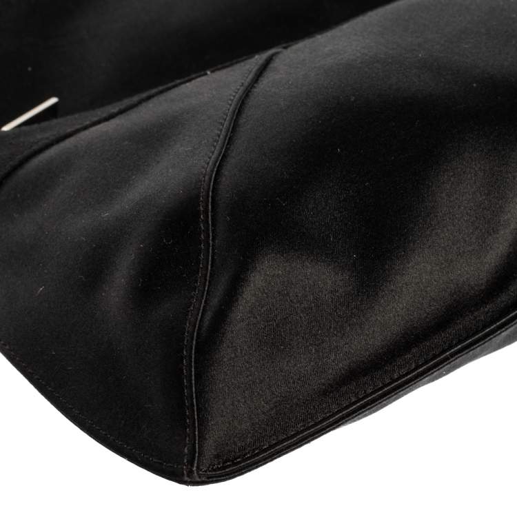 مملوكة مسبقًا Jimmy Choo Black Satin and Suede Fringe Clutch