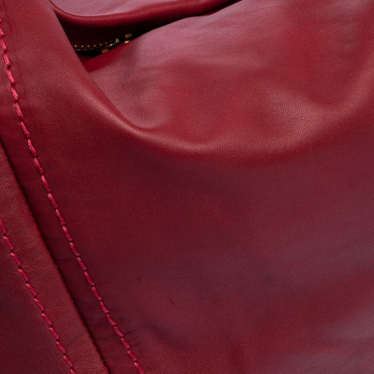 Pre Owned Jimmy Choo Red Leather Large Saba Hobo