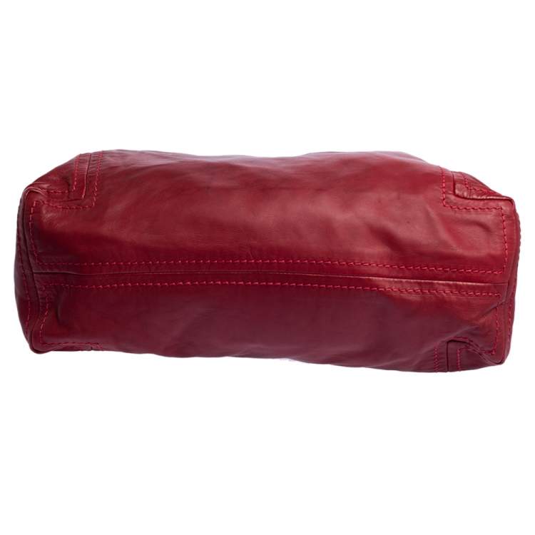 Pre Owned Jimmy Choo Red Leather Large Saba Hobo