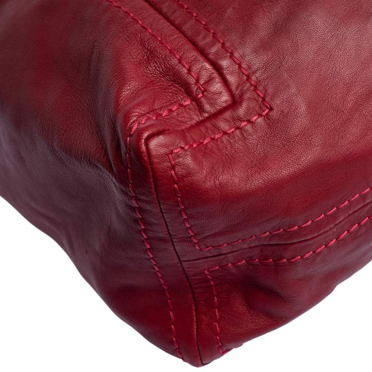 Pre Owned Jimmy Choo Red Leather Large Saba Hobo