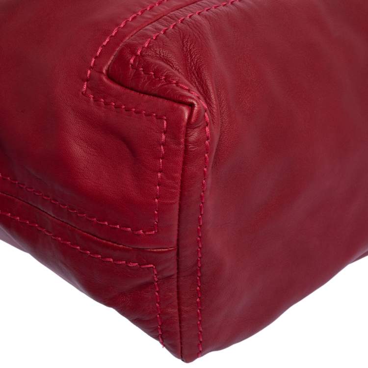 Pre Owned Jimmy Choo Red Leather Large Saba Hobo