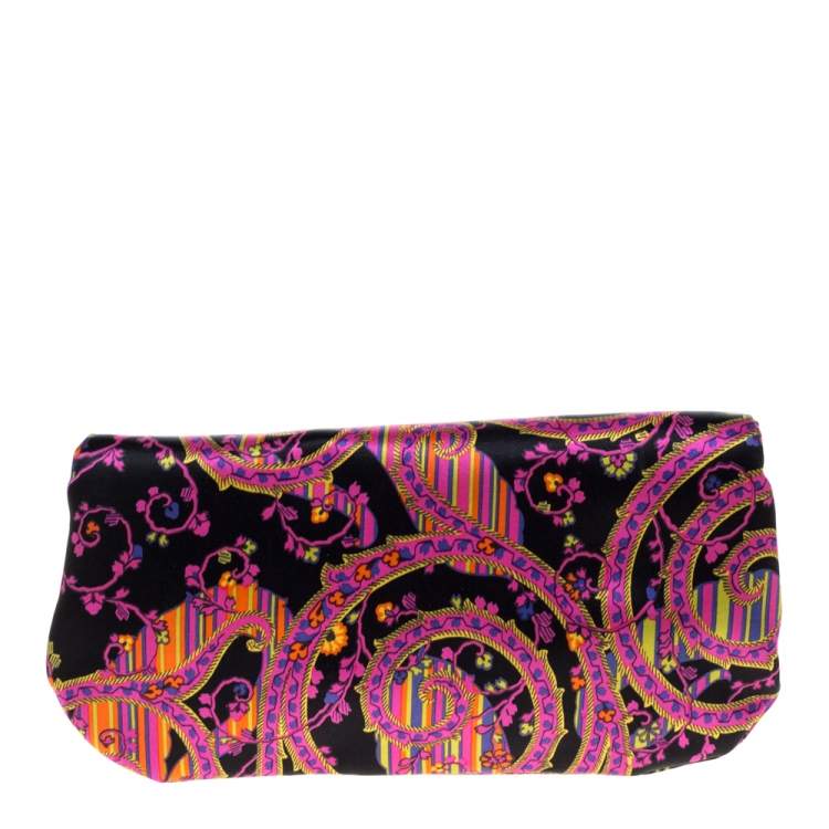Pre Owned Jimmy Choo Multicolor Floral Print Satin Clutch