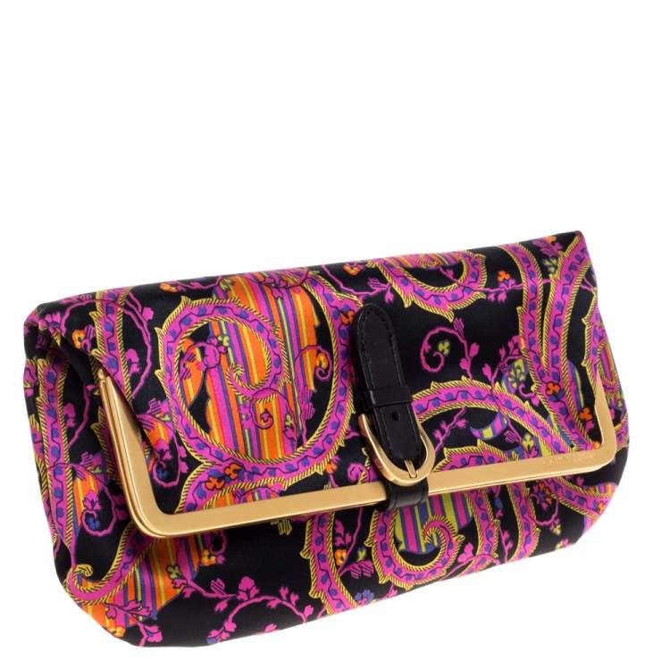 Pre Owned Jimmy Choo Multicolor Floral Print Satin Clutch