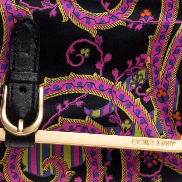 Pre Owned Jimmy Choo Multicolor Floral Print Satin Clutch
