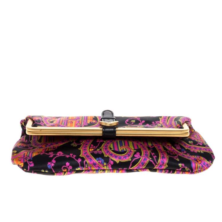 Pre Owned Jimmy Choo Multicolor Floral Print Satin Clutch