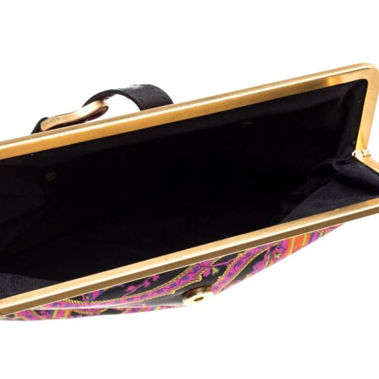 Pre Owned Jimmy Choo Multicolor Floral Print Satin Clutch