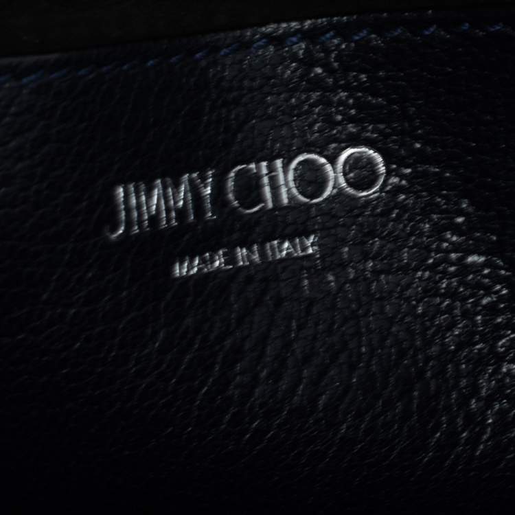 Pre Owned Jimmy Choo Three Tone Blue Glitter and Patent Leather Mini Rebel Crossbody Bag