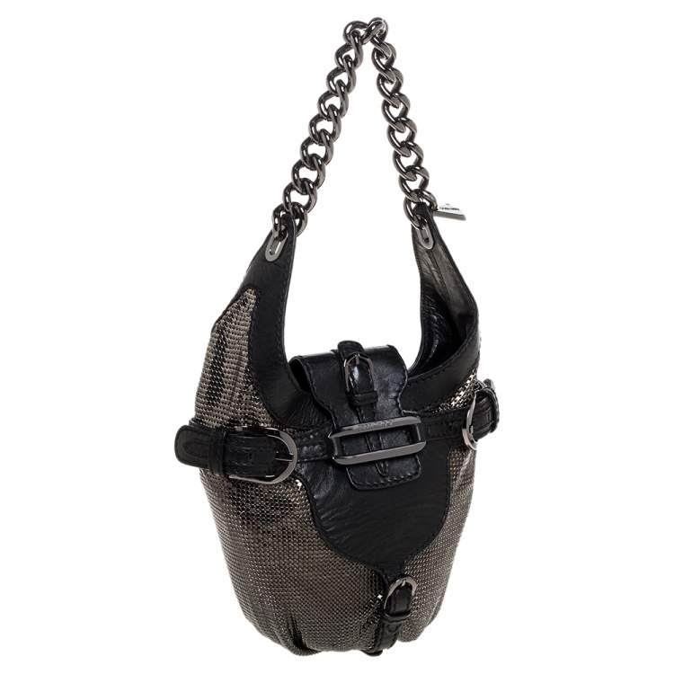 Pre Owned Jimmy Choo Black Leather and Chainmail Tulita Hobo