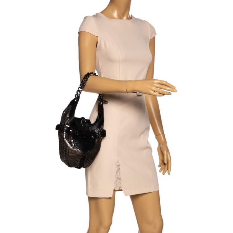 Pre Owned Jimmy Choo Black Leather and Chainmail Tulita Hobo