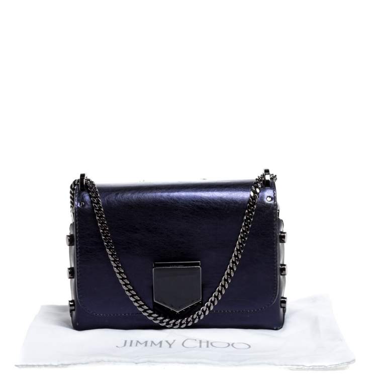 Pre Owned Jimmy Choo Metallic Purple Leather Lockett City Shoulder Bag