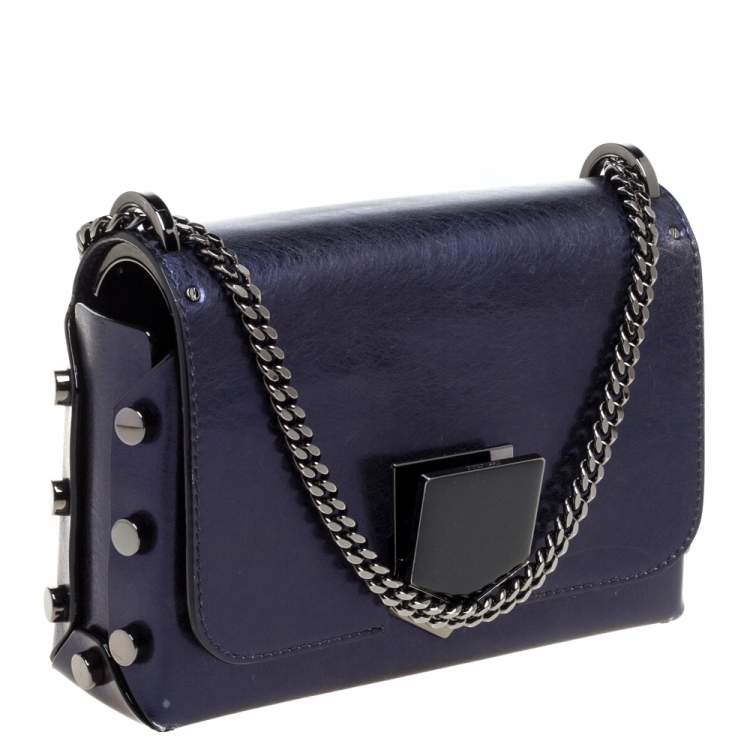 Pre Owned Jimmy Choo Metallic Purple Leather Lockett City Shoulder Bag