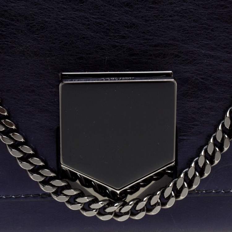 Pre Owned Jimmy Choo Metallic Purple Leather Lockett City Shoulder Bag