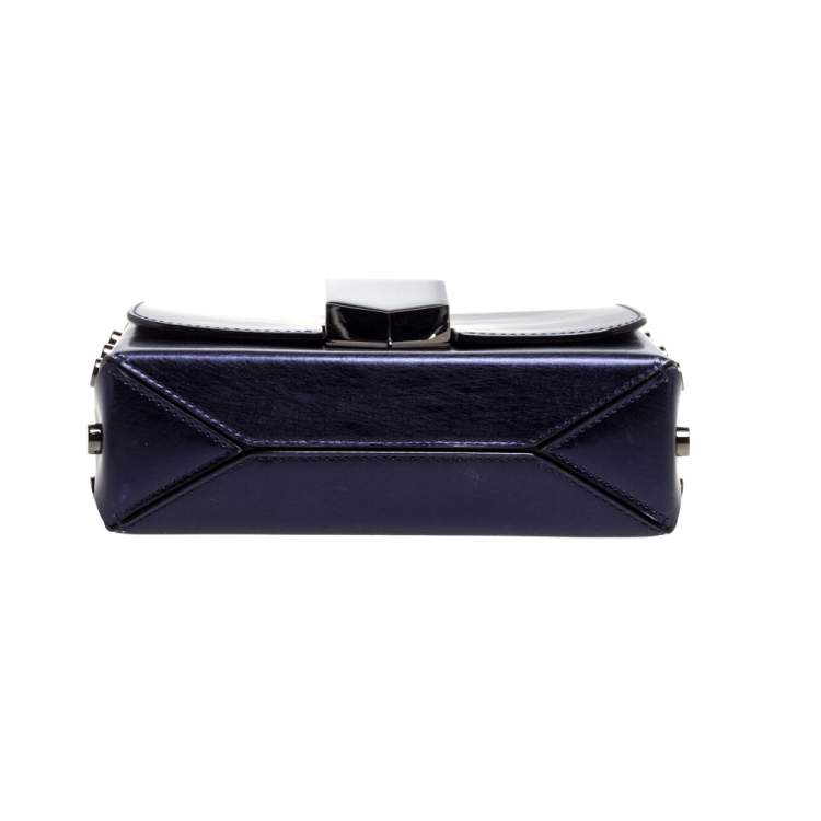 Pre Owned Jimmy Choo Metallic Purple Leather Lockett City Shoulder Bag