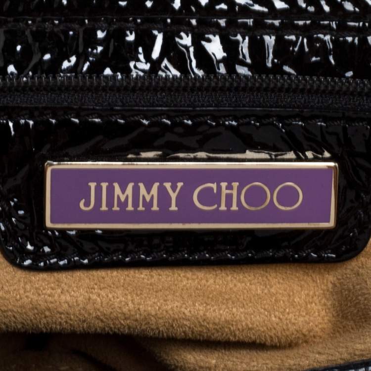 Pre Owned Jimmy Choo Black Patent Leather and Suede Mahala Bag