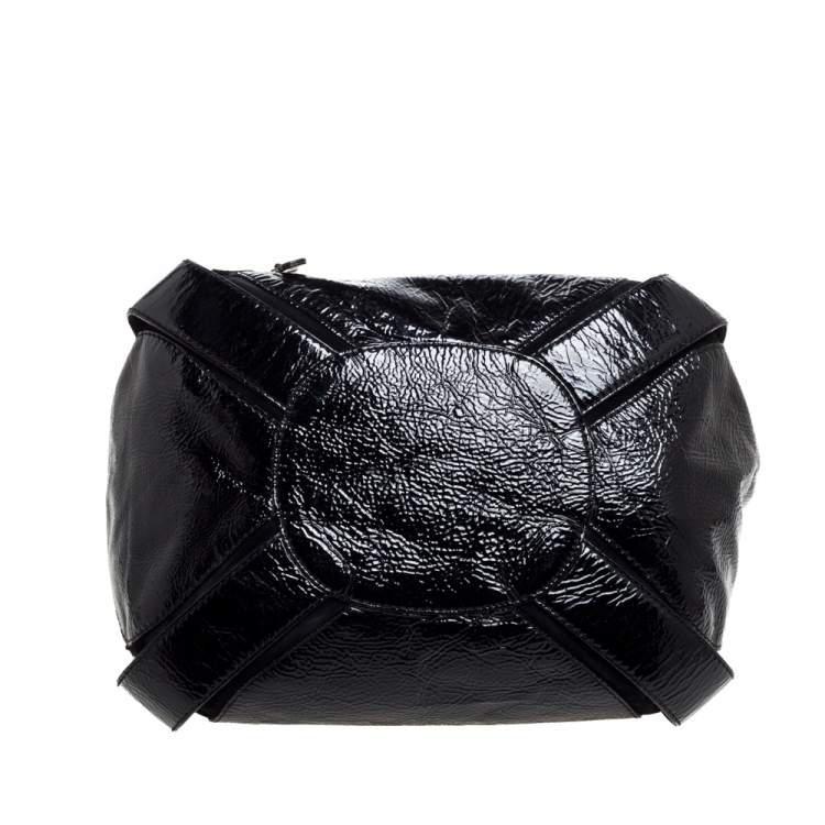 Pre Owned Jimmy Choo Black Patent Leather and Suede Mahala Bag