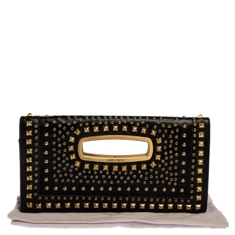 مملوكة مسبقًا Jimmy Choo Black Leather Studded Clutch