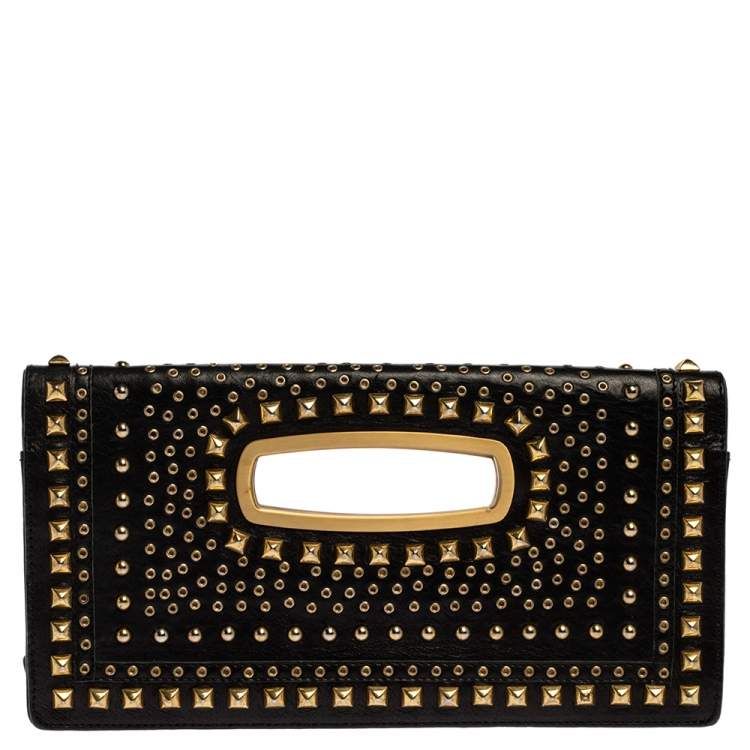 مملوكة مسبقًا Jimmy Choo Black Leather Studded Clutch