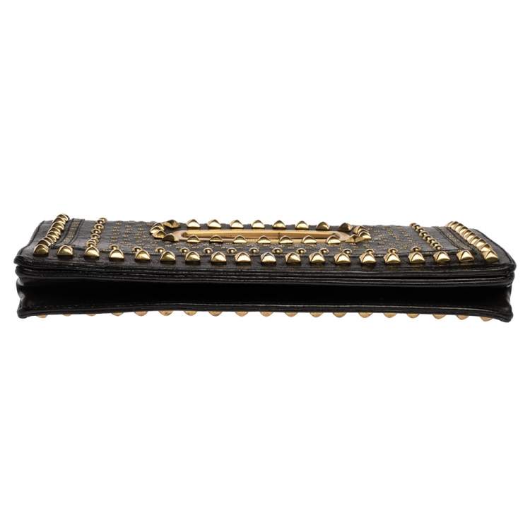 مملوكة مسبقًا Jimmy Choo Black Leather Studded Clutch