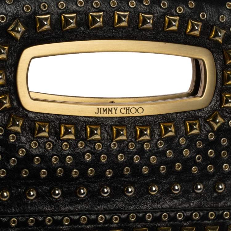 مملوكة مسبقًا Jimmy Choo Black Leather Studded Clutch