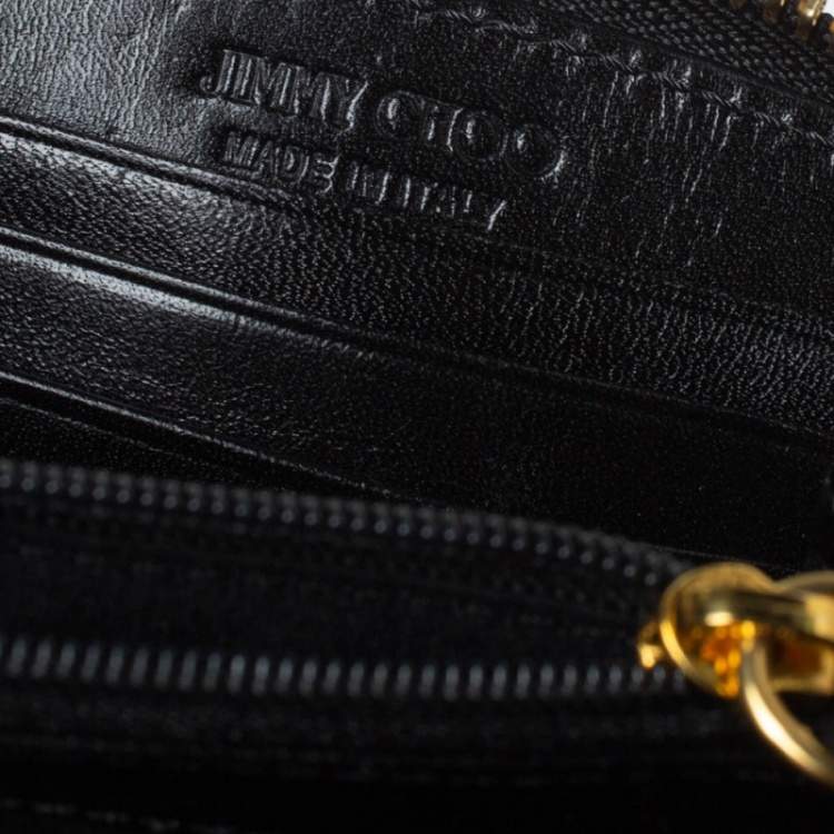 Pre Owned Jimmy Choo Beige/Black Leopard Print Calfhair and Leather Compact Wallet