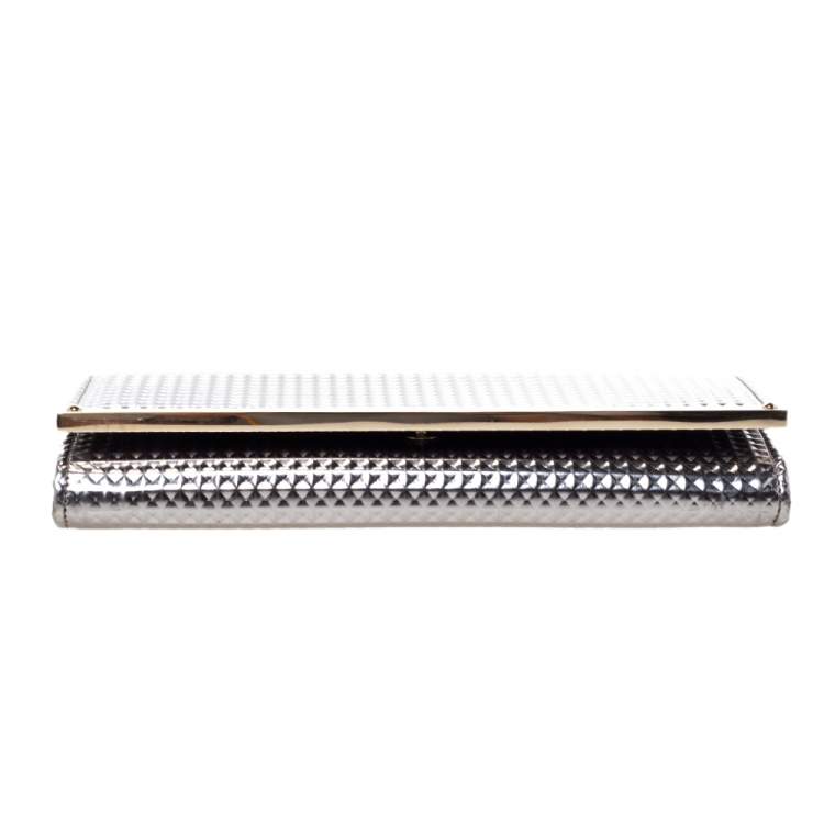 Pre Owned Jimmy Choo Metallic Silver Leather Milla Chain Clutch