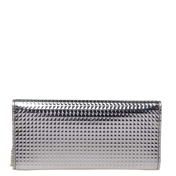 Pre Owned Jimmy Choo Metallic Silver Leather Milla Chain Clutch