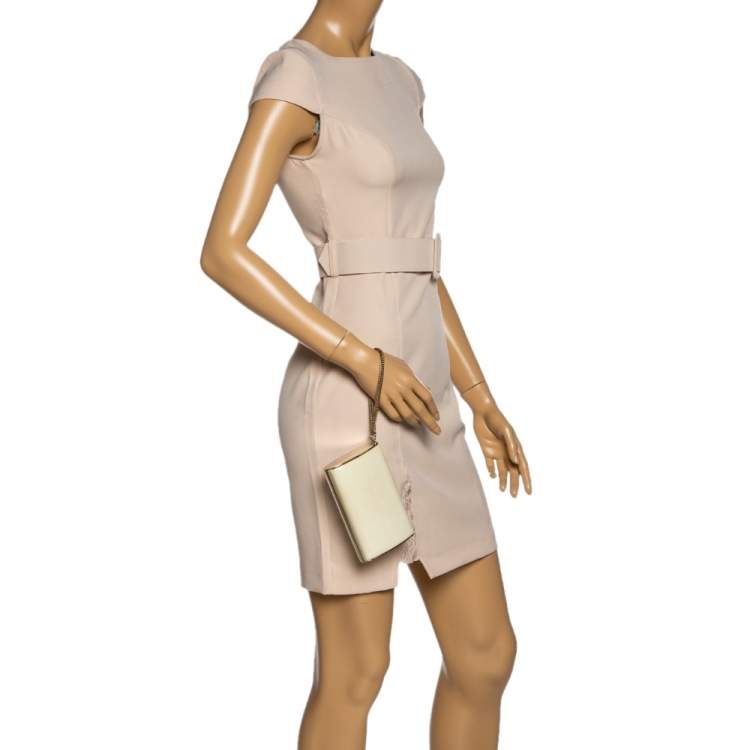 Pre Owned Jimmy Choo Beige Patent Leather Carmen Clutch