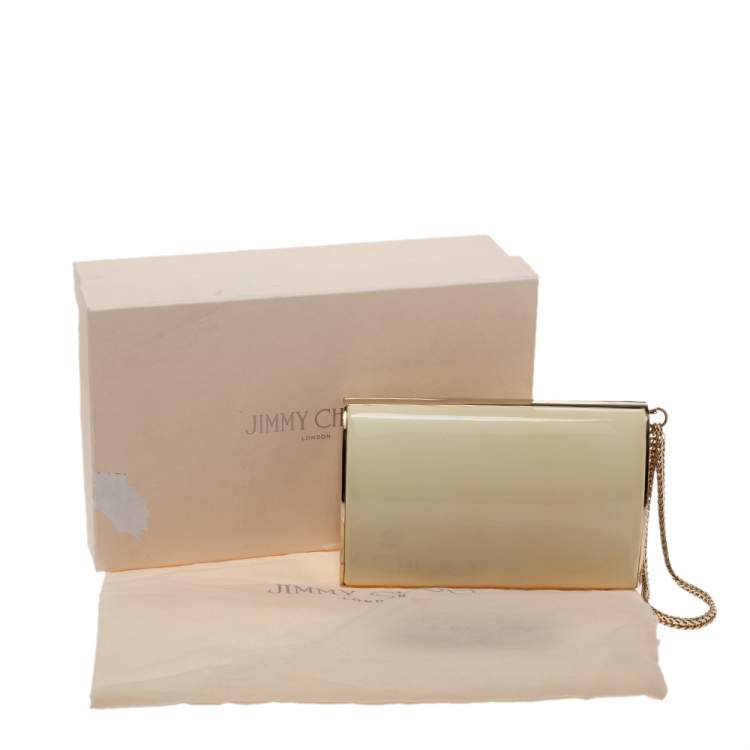 Pre Owned Jimmy Choo Beige Patent Leather Carmen Clutch