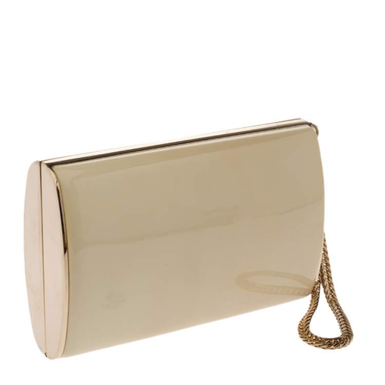 Pre Owned Jimmy Choo Beige Patent Leather Carmen Clutch