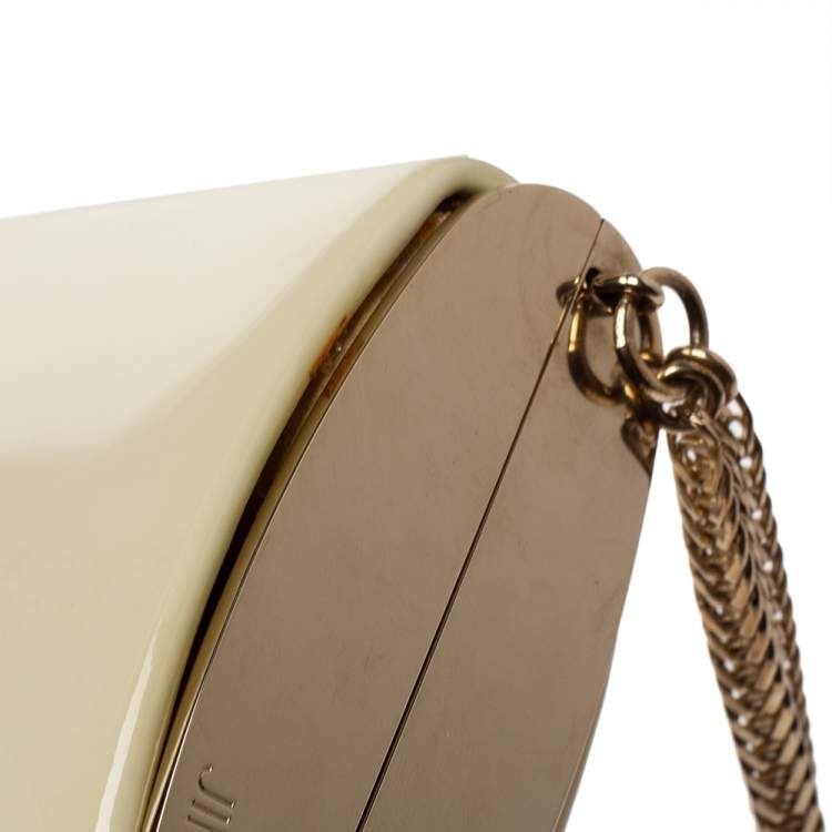 Pre Owned Jimmy Choo Beige Patent Leather Carmen Clutch