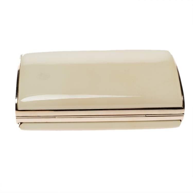 Pre Owned Jimmy Choo Beige Patent Leather Carmen Clutch