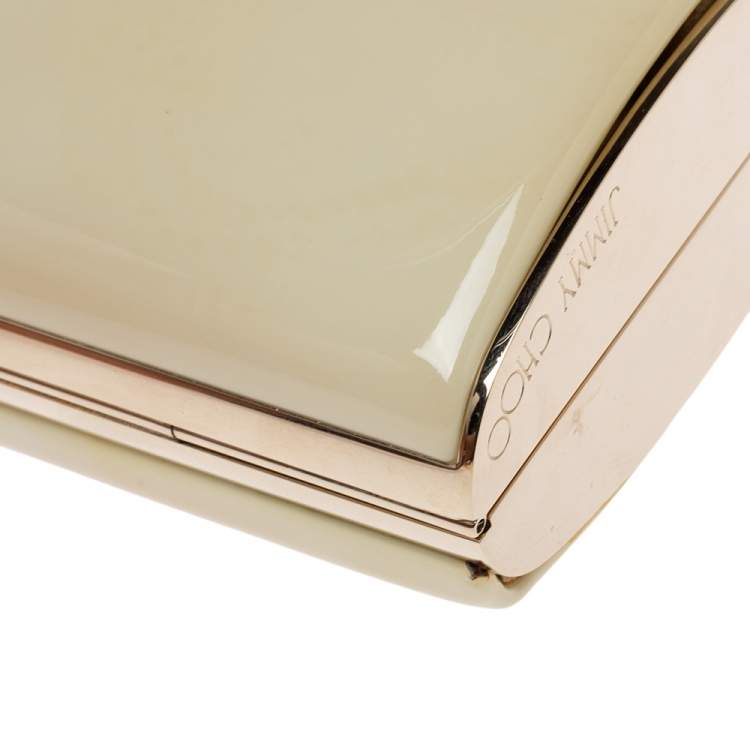 Pre Owned Jimmy Choo Beige Patent Leather Carmen Clutch