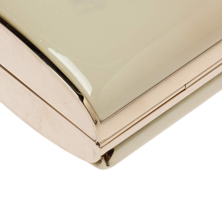 Pre Owned Jimmy Choo Beige Patent Leather Carmen Clutch
