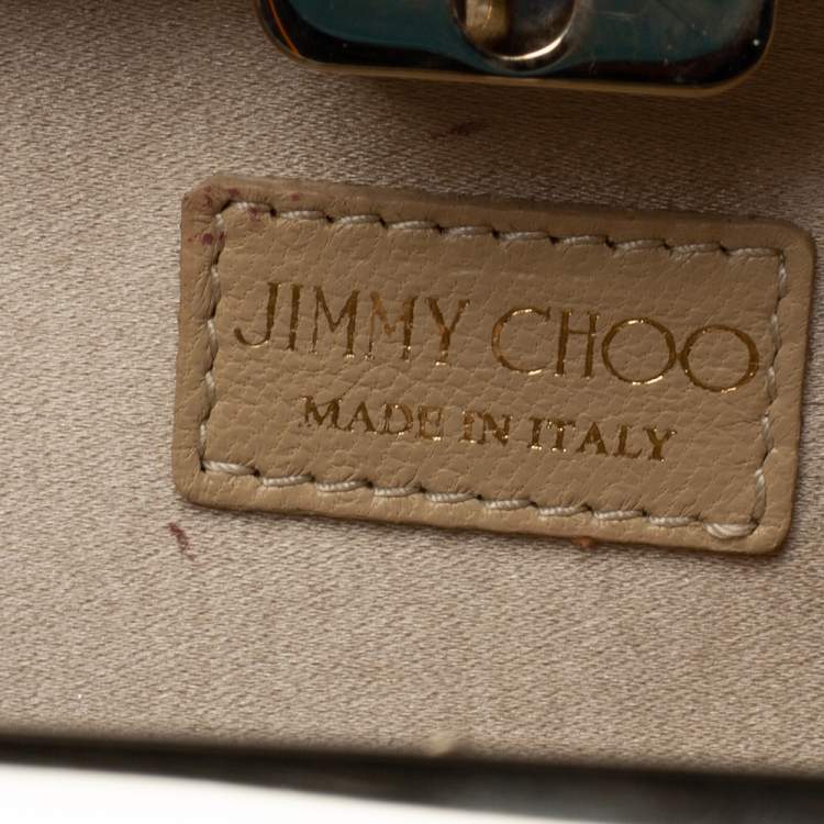 Pre Owned Jimmy Choo Beige Patent Leather Carmen Clutch