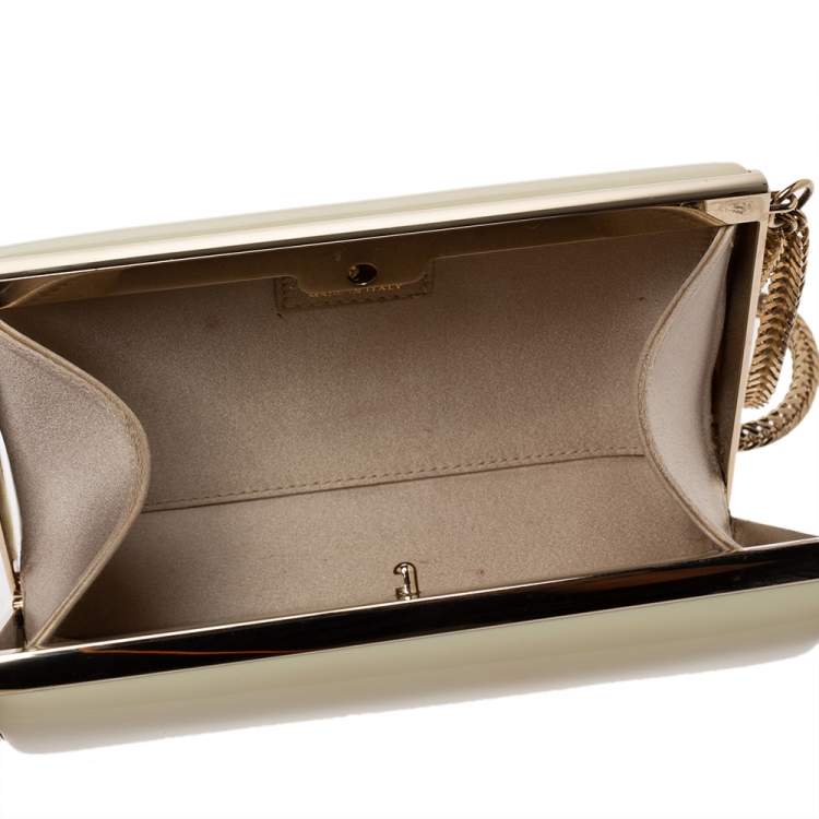 Pre Owned Jimmy Choo Beige Patent Leather Carmen Clutch