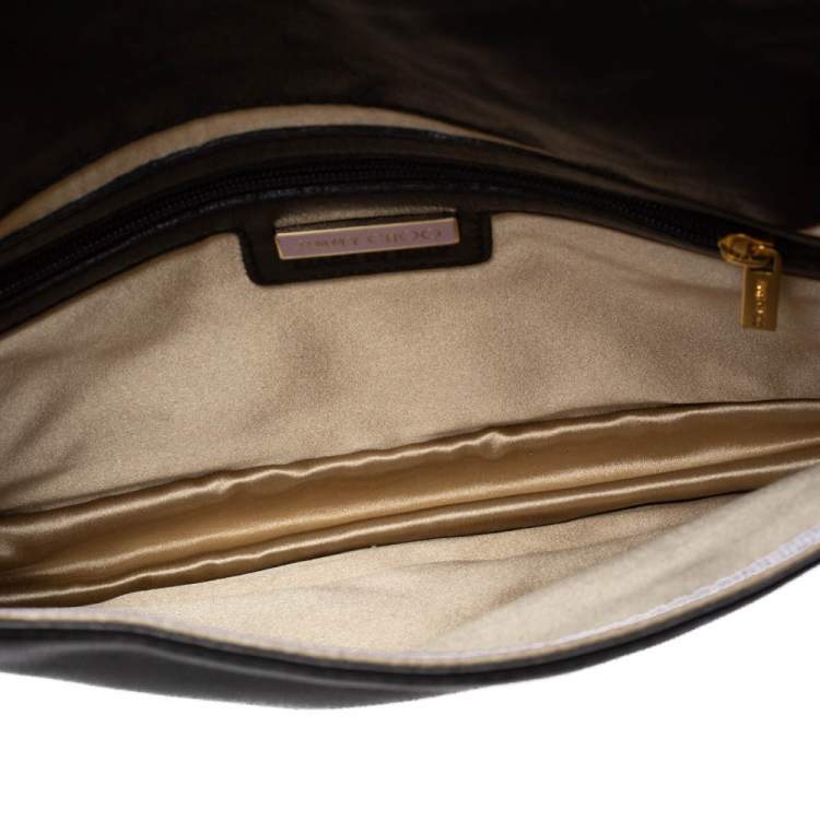 Pre Owned Jimmy Choo Black Leather Pleated Cristina Shoulder Bag