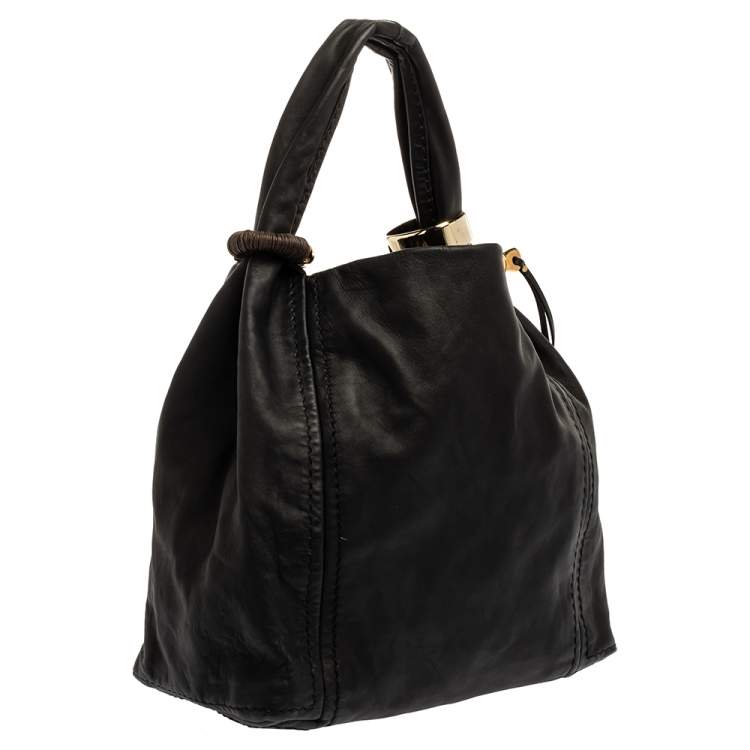 Pre Owned Jimmy Choo Black Leather Solar Hobo