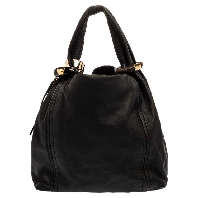 Pre Owned Jimmy Choo Black Leather Solar Hobo
